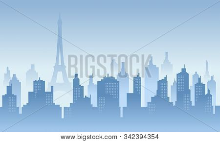 Morning In The Paris City Building With Blue Colour Of Sky