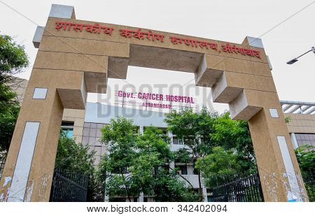 Aurangabad, Maharashtra, India - August 15 2019 : Government Cancer Hospital Entrance Gate