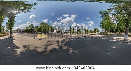 Schuchin, Belarus -  August 2019: Full Seamless Spherical Hdri Panorama 360 Degrees Angle View In Pa