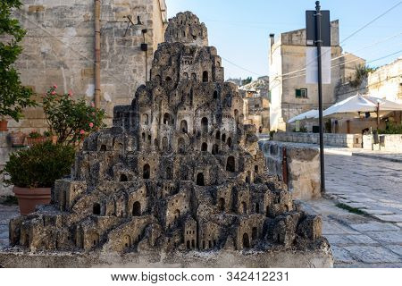 Matera, Italy - September 15, 2019: Closeup Model Of The Sassi Di Matera - Meaning Stones Of Matera 