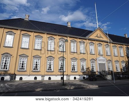 Elevation Of Residence Of Stiftsgarden In European Trondheim City At Trondelag District In Norway, C