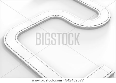 White Moving Conveyor Belt , White Background, 3D Rendering.