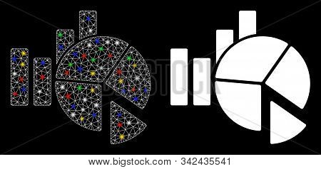 Flare Mesh Statistics Icon With Glitter Effect. Abstract Illuminated Model Of Statistics. Shiny Wire