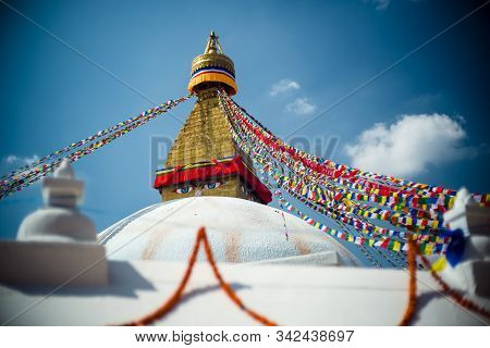 Stupa Bodhnath Kathmandu Nepal Photo From Air