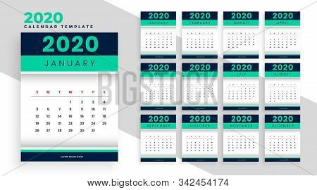 Stylish New Year Calendar Layour Template Design For 2020