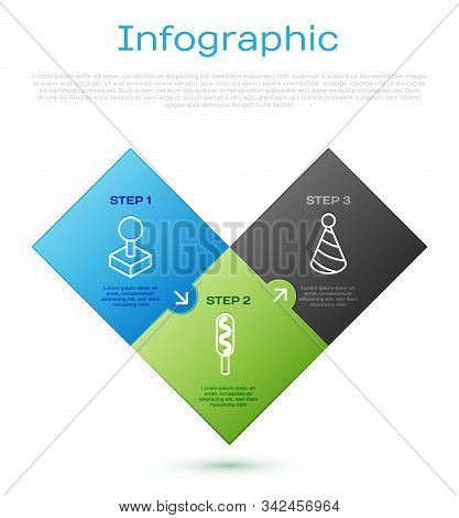 Set Line Joystick For Arcade Machine, Party Hat, Corn Dog And Unicycle Or One Wheel Bicycle. Busines