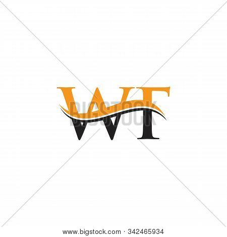 Initial Wf Letter Linked Logo. Creative Letter Wf Logo Vector With Blue And Grey Colors. Wf Logo Des