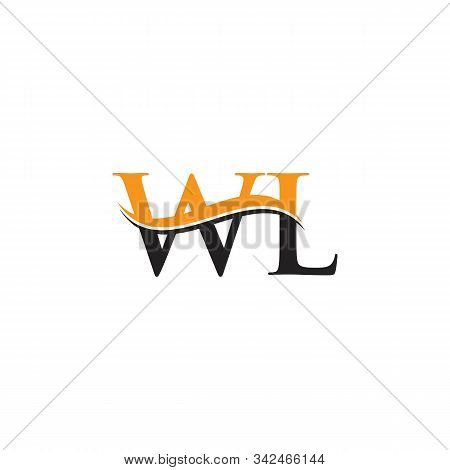 Initial Wl Letter Linked Logo. Creative Letter Wl Logo Vector With Blue And Grey Colors. Wl Logo Des