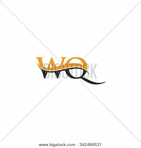 Initial Wq Letter Linked Logo. Creative Letter Wq Logo Vector With Blue And Grey Colors. Wq Logo Des