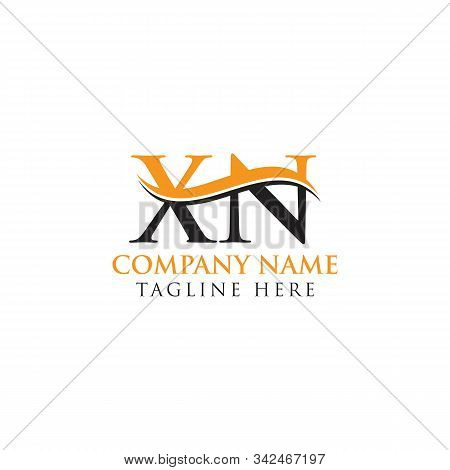 Initial Xn Letter Linked Logo. Creative Letter Xn Logo Vector With Blue And Grey Colors. Xn Logo Des