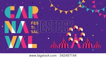 Carnaval Typography, Popular Event In Brazil. Festival, Colorful Party Elements ,carnival, Travel De