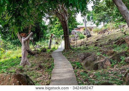 Narrow Concrete Uphill Walkway Through The Mountain And Forests Leading To Viewpoint 1 And 2 In Phi 