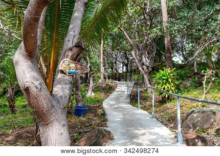 Narrow Concrete Uphill Walkway Through The Mountain And Forests Leading To Viewpoint 1 And 2 In Phi 