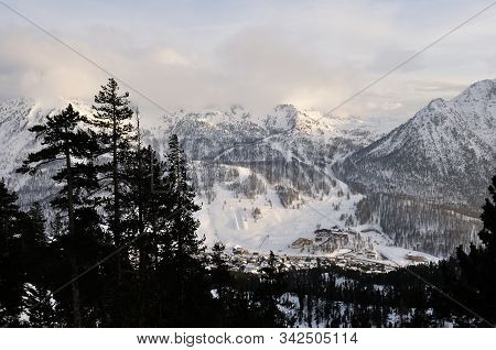 Walk In The Station Of Montgenevre Taken By The Cold, The Snow And The Frost.