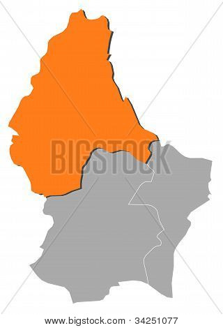 Mapa de Luxemburgo, destacada de Diekirch