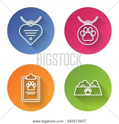 Set Line Collar With Name Tag And Heart, Collar With Name Tag, Clipboard With Medical Clinical Recor