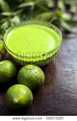 Hair Remedy Of All-purpose Ayurvedic Medicinal Herb I.e. Neem Or Nim Or Indian Lilac In A Glass Bowl