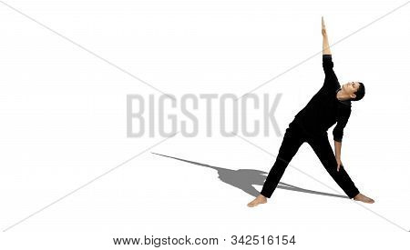 A Full-body Shot Of Male Teenager In Sports Activewear Outfit Doing A Variation Of Standing Side Ben