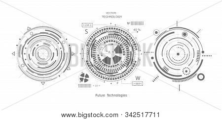 Hud Futuristic .technical Drawing.electronic Interface Of The Future . Fantastic Circle .drawing Det