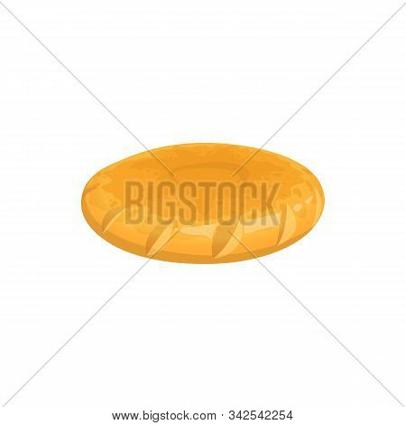 Round Pita Bread Isolated Griddle-cake. Vector Crispy Bakery Food, Biscuit Or Bun