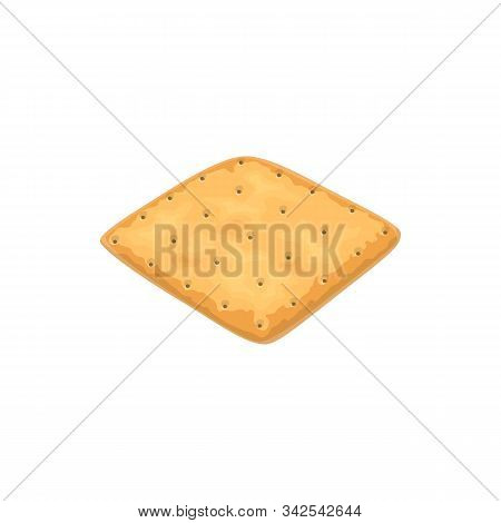 Square Cracker Isolated Wholemeal Oat Biscuit. Vector Wheat Salty Cookie, Pastry Food