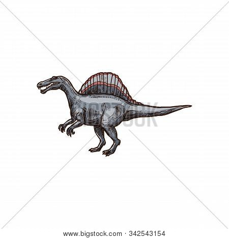 Ankylosauria Isolated Cartoon Armour Dinosaur Sketch. Vector Spinosaurus Prehistoric Extinct Animal