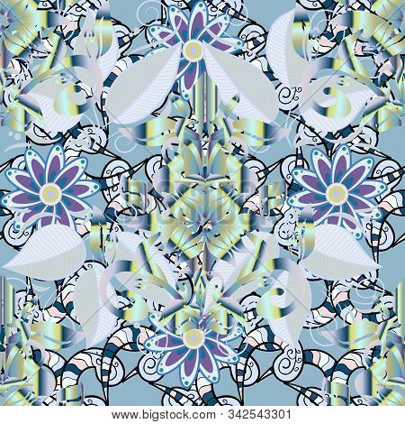 For Print On Fabric, Textiles, Sketch. Seamless Background. Seamless Pattern With Colorful Paisley, 