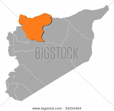 Mapa da Síria, Aleppo destacada
