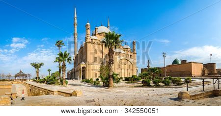 Panoramic View Of Mosque In Cairo Citadel At Summer Day