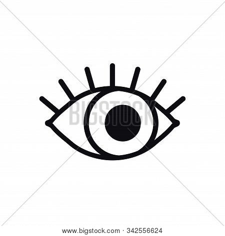 Open Eye Line Icon On White Background. Look, See, Sight, View Sign And Symbol. Vector Linear Graphi