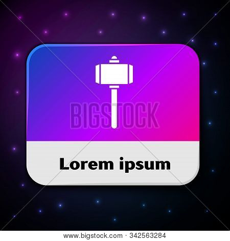 White Battle Hammer Icon Isolated On Black Background. Rectangle Color Button. Vector Illustration