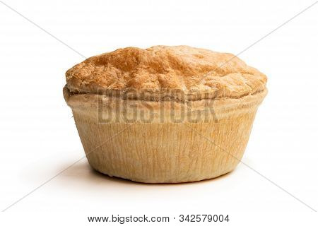 Puff  Pastry Steak Pie On Baking Paper Isolated On White
