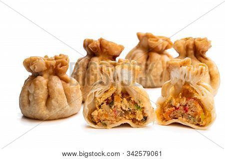 Group  Of Chicken Wontons Isolated On White
