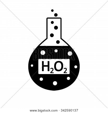 Laboratory Glass With Peroxide On White Background. Vector Illustration.