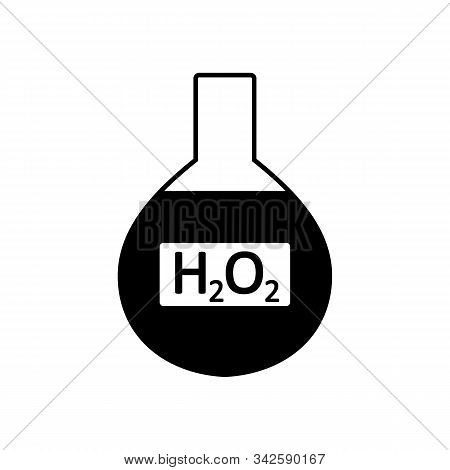 Laboratory Glass With Peroxide On White Background. Vector Illustration.