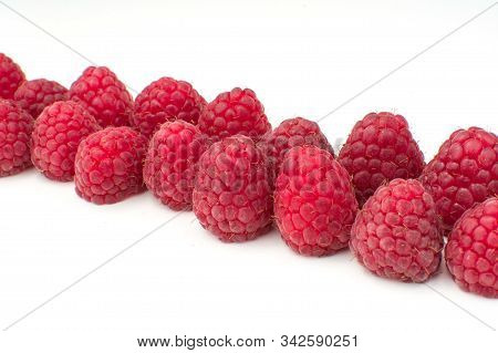 Red Fresh Juice  Tasty Raspberry On White Background