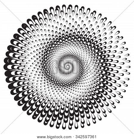 Dotted Halftone Vector Spiral Pattern Or Texture. Stipple Dot Backgrounds With Ellipses