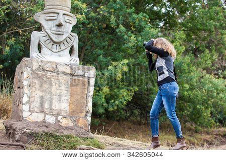 Facatativa, Colombia - January, 2029: Tourists Visiting The Piedras Del Tunjo Archaeological Park In
