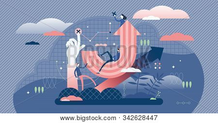 Trends Vector Illustration. Overall Stylish Banner In Tiny Persons Concept. Phantom Blue Color With 