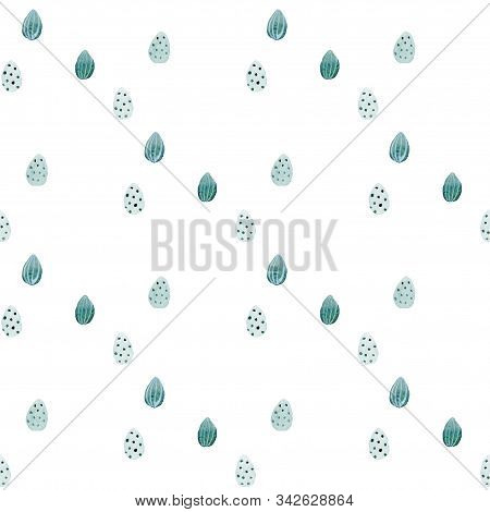 Seamless Watercolor Pattern On A White Background. Easter Egg Print