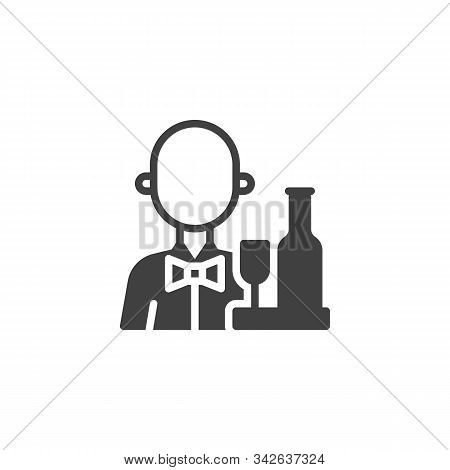 Restaurant Waiter Avatar Vector Icon. Filled Flat Sign For Mobile Concept And Web Design. Barman Wai