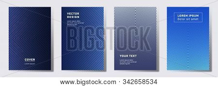 Minimalist Cover Templates Set. Geometric Lines Patterns With Edges, Angles. Cool Backgrounds For No
