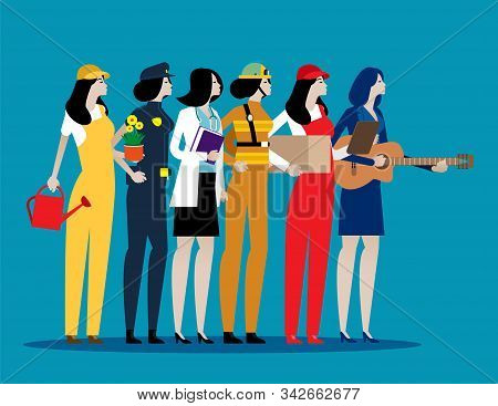 Different Professions People. Concept Labor Day. Flat Character Style, Cartoon Vector Illustration.