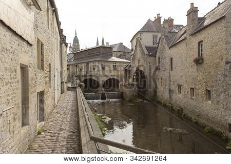 Water Mill And Aure River In The Old City Of Bayeux