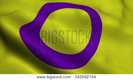 Rainbow Intersex Pride Flag Video Waving In Wind. Rainbow Colors Lgbt Intersex Rights Pride Flags. 3