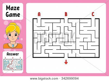 Rectangle Maze. Game For Kids. Three Entrances, One Exit. Puzzle For Children. Labyrinth Conundrum. 
