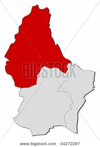 Mapa de Luxemburgo, destacada de Diekirch