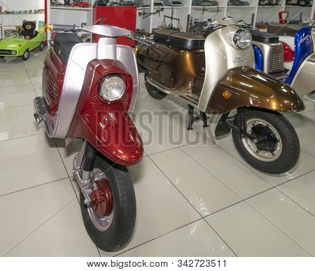 Kamensk-shakhtinsky, Russia-august 17, 2019: Tula Motor Scooters- In The Museum Of The Legend Of The