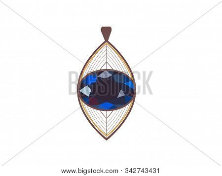 Gold Pendant With A Large Oval Blue Stone