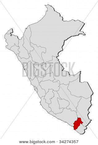 Kort over Peru, Moquegua fremhævet